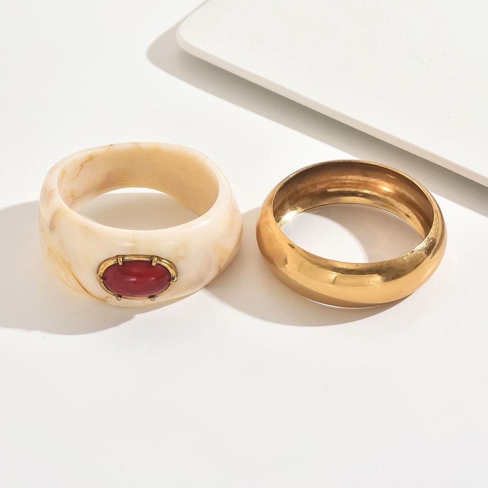 Statement Bangle Bracelet with Red Stone Accent ✨ - Picture 13 of 14